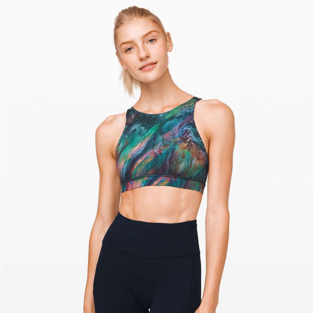 LULULEMON Energy Crisscross Back Active Bra *High Neck Cosmic Shift Multi Sz 4